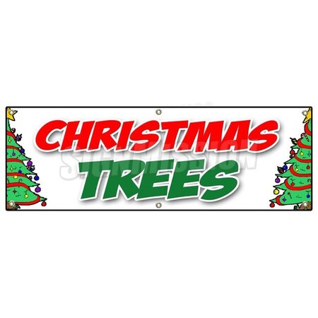 Signmission CHRISTMAS TREES BANNER SIGN poinsettia wreath xmas holiday tree x-mas B-72 Christmas Trees